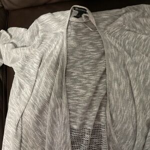 INC International Concepts Heather Gray Open-Front Cardigan